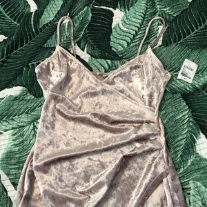 lavender pink velvet asymmetrical dress